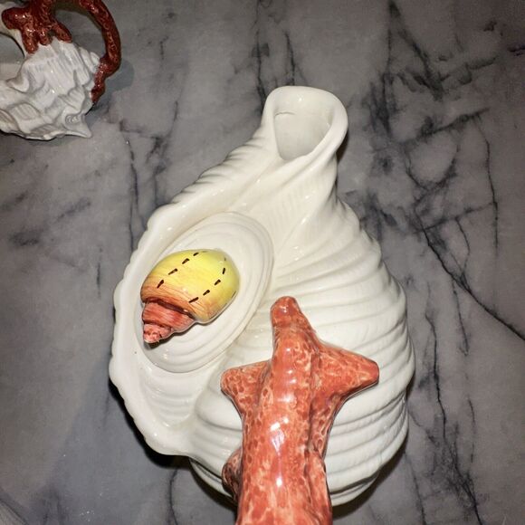 Fitz & Floyd Vintage 1989 Oceana Conch Shell Teapot W/lid & Seahell Creamer SET - Picture 10 of 16